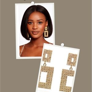 Rhinestone Square Drop Statement Earrings
